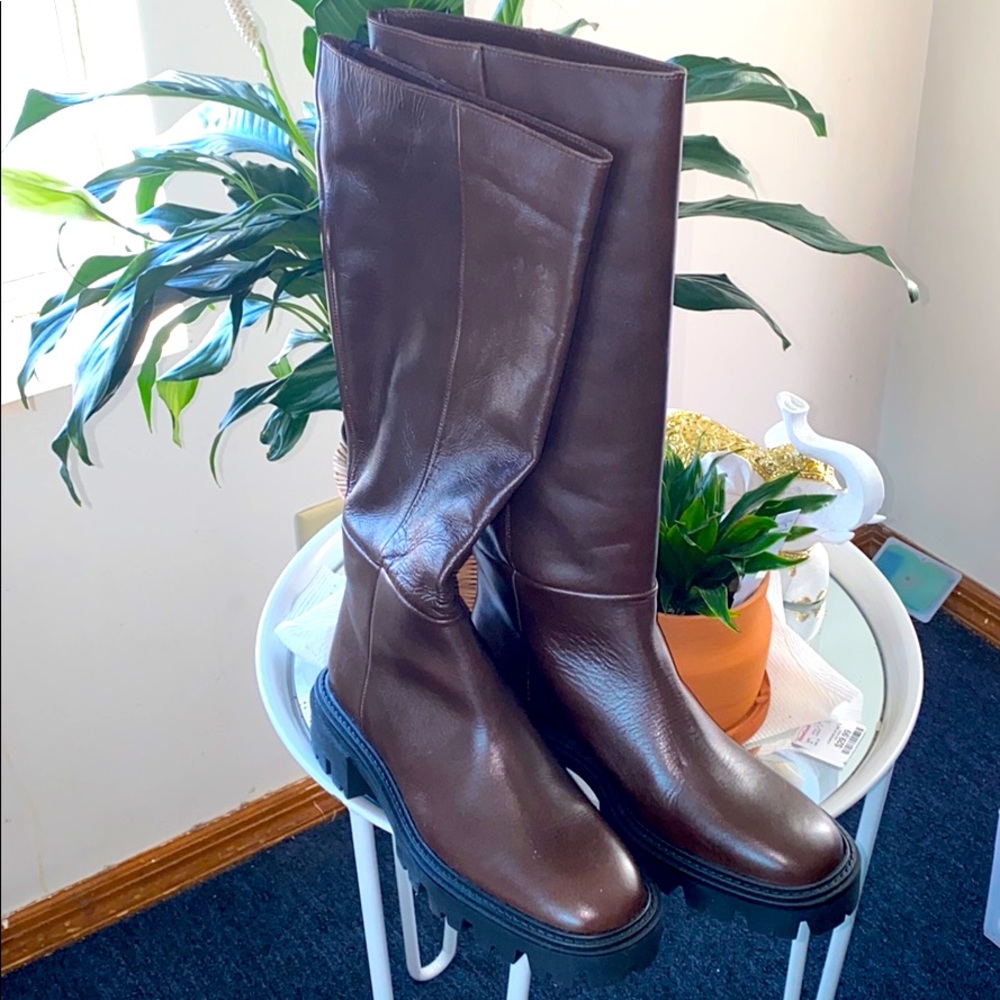 Brand new BROWN LEATHER Zara boots